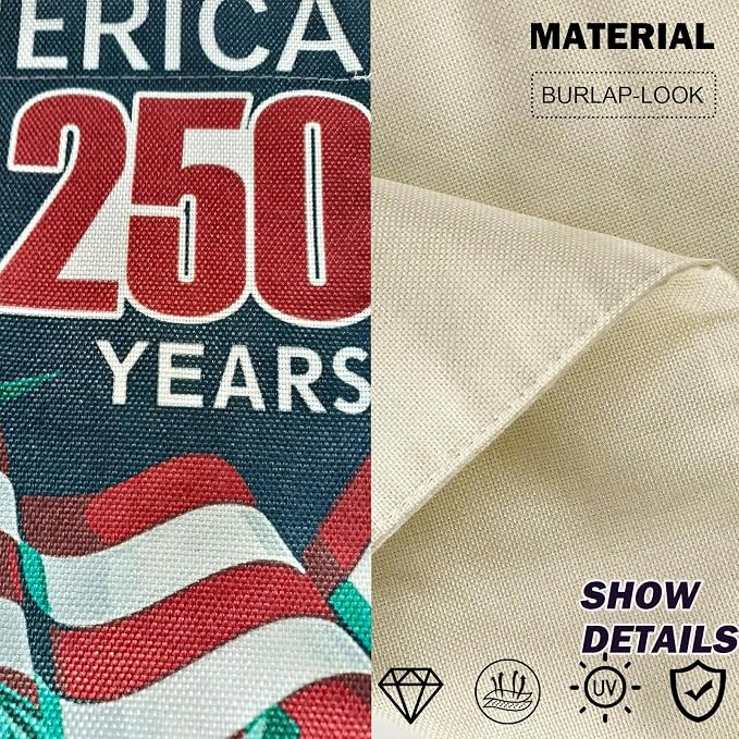 USA 250th Anniversary Garden Flag 12x18 Inch, Double Sided Burlap American 250 Years of Freedom Yard Flags, Patriotic 1776-2026 Commemorative Banner for 4th of July Outdoor Decoration