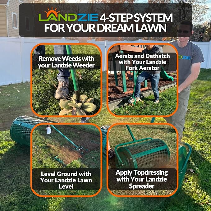Landzie Spot Seeder Lawn Aerator and Grass Patch Repair Tool - Spike Seeding and Slit Seeder Aerator Lawn Tool for Lawn Repair & Dog Spots Heavy-Duty Spot Aerator Dethatcher for Grass