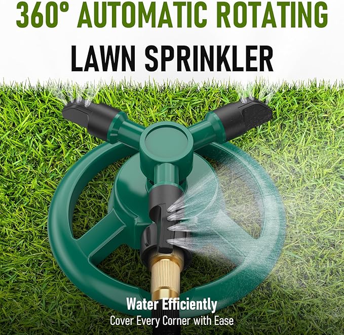 Sprinklers for Yard, Lawn & Garden Sprinkler Automatic 360 Rotating for Large Area Coverage, Grass Water Sprinkler for Water Fun-2PCS
