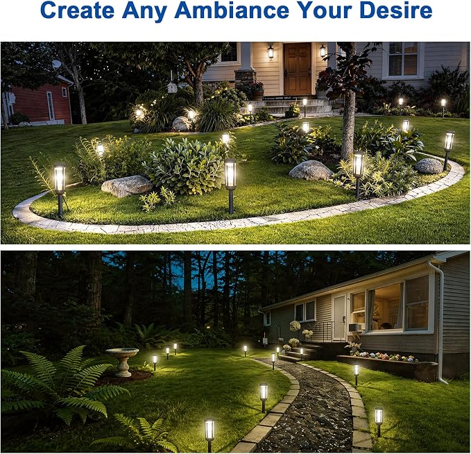 JEJOT Solar Pathway Lights Outdoor Waterproof IP65, 2 Pack Cool White Solar Walkway Lights, Auto On/Off Outdoor Light for Lawn Garden Patio Driveway Decor Landscape Lighting