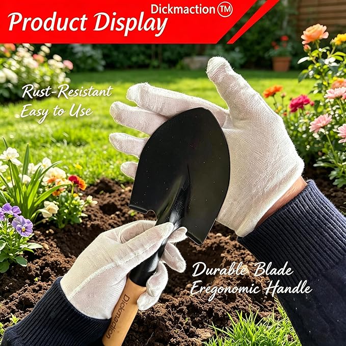 Excavating Shovel, Circular Shovel, Garden Tool with D-Shaped Handle, Total Length 15/19 inches, Wooden Handle Garden Shovel, Shovels for Digging,Camp Shovel,Small Shovels for Digging(Small)