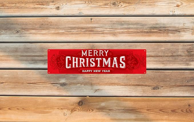 Vintage Tin Sign Retro Metal Merry Christmas Happy New Year Signs For Home Decor Stylish Wall Art Plaques Gift For Christmas Home Bathroom Kitchen And Gothic Wall Decor In Every Room 4x16 In