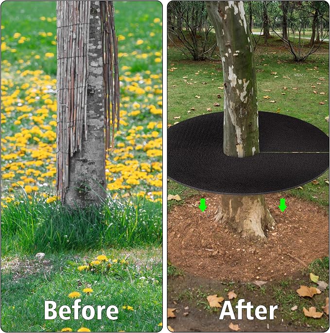 20.47 Inch Non-Woven Tree Mulch Ring,Reusable Tree Weed Barrier Mat,Degradable Tree Mulch Used to inhibit Weed Growth and Landscape Weed Control Plant Root Protection (6 Pack)