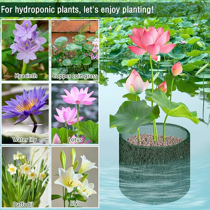 EBaokuup 4 Pcs Aquatic Pond Planting Bags-7" Reusable Mesh Water Garden Pond Plant Pot-Breathable Green Round Lily Plant Pots for Pond Bog Plant Garden Terrestrial Plant