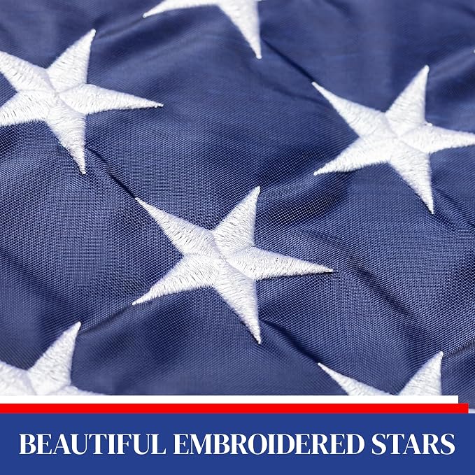 Evergreen Flag American Flag 3'x5' Estate Size with 2 Grommets | Heavy Duty Outdoor Flag | Embroidered Stars and Stripes and Quadruple Stitched Edge | USA Residential or Commercial