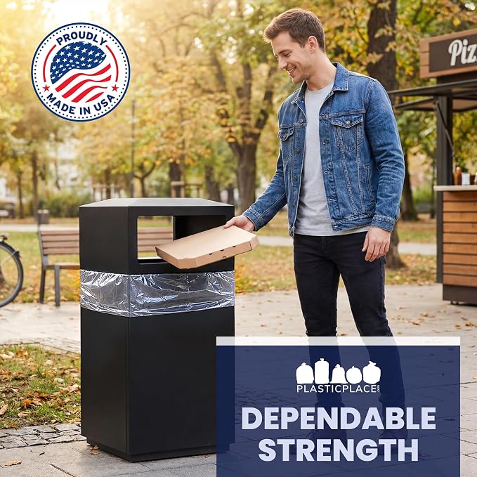 Plasticplace 56 Gallon Trash Bags - Clear High Density Garbage Bags - Heavy Duty, Scent-Free, Large Trash Can Liners for Kitchen, Commercial, & Garden Use 16 Microns, Leak-Proof, 43" x 48" (150 Count)