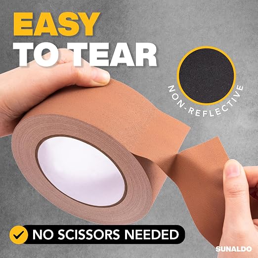 Gaffers Tape Heavy Duty, Easy to Rip, Residue-Free Professional Grade Floor Tape for Electrical Cords, Matte Finish Non Reflective, Weather Resistant (6, Brown, 2" x 30 Yards)