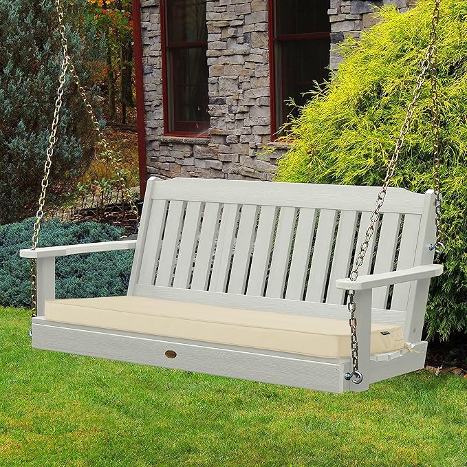 Outdoor Bench Cushions 42 x 18 Inch Thick Waterproof Porch Swing Cushions with Tie Patio Furniture Chair Cushion Bench Pad Color Fastness Backyard Seat Pads Beige