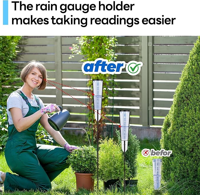 Rain Gauge Stand Replacement for AcuRite 00850A3, Freestanding Adjustable Rain Gauge Holder Mount Accessory, 13.9 in or 23.3 in, Rain Gauge Not Included