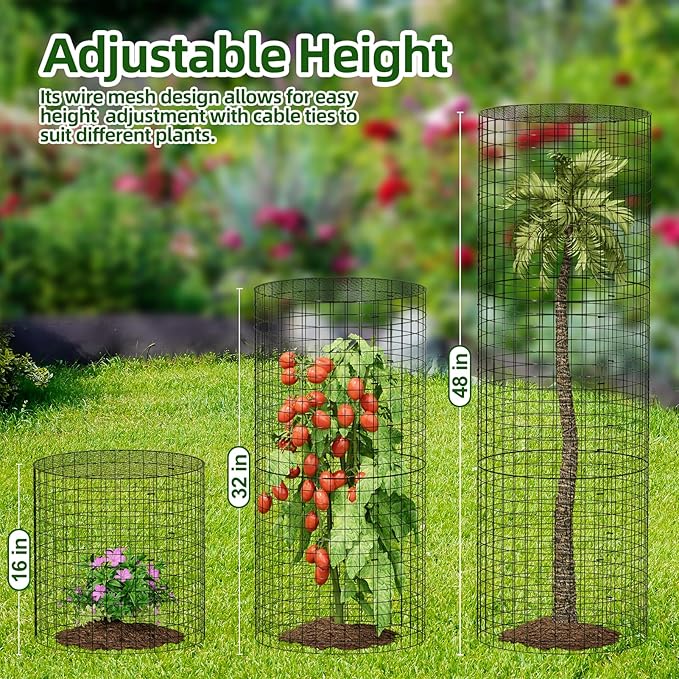 SPECILITE 10 Pack Plant Protector from Animals, 14"x16" Pre-Bent Wire Metal Mesh & Covers to Keep Rabbits, Squirrels, Chickens Out, Protects Vegetables, Flowers, Shrubs with Zip Ties, Stakes & Gloves