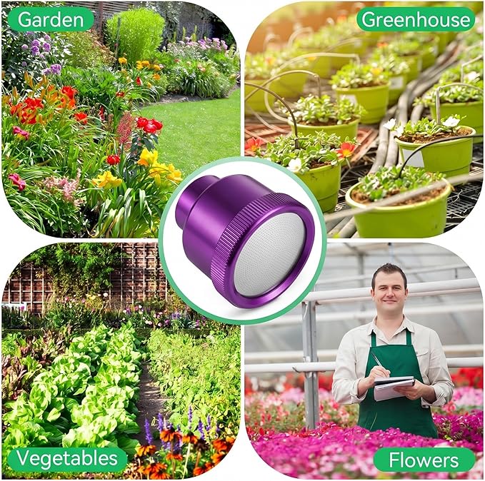 Dreyoo 1 Pack Water Nozzle with 3000 Tiny Holes, 3/4'' Aluminium Alloy Garden Hose Shower Head with PTFE Thread Seal Tape for Outdoor Watering Flowers, Plants, Greenhouse, Nurseryman (2.36'',Purple)
