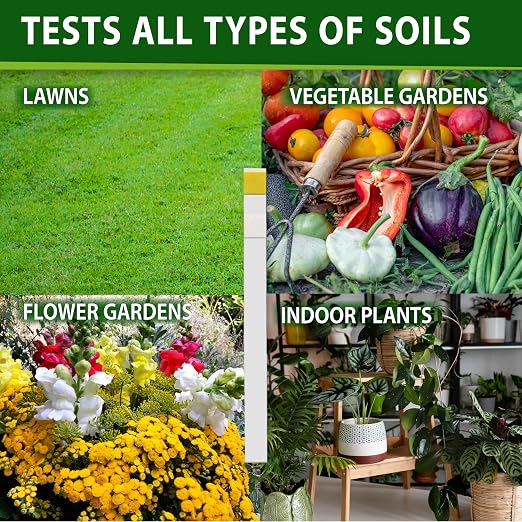 Soil Testing Kit 2-in-1 for pH & Nitrogen – 100 Pack in Resealable Pouches – Fast & Accurate Soil pH Tester for Garden, Lawn & Plants – Includes Spoon & Tube