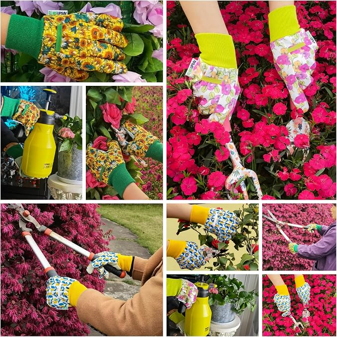 Gardening Gloves,Women Yard Work Garden Glove,Gifts | Thorn Proof,Puncture Resistant,Touchscreen,Gift,Leather,Spandex