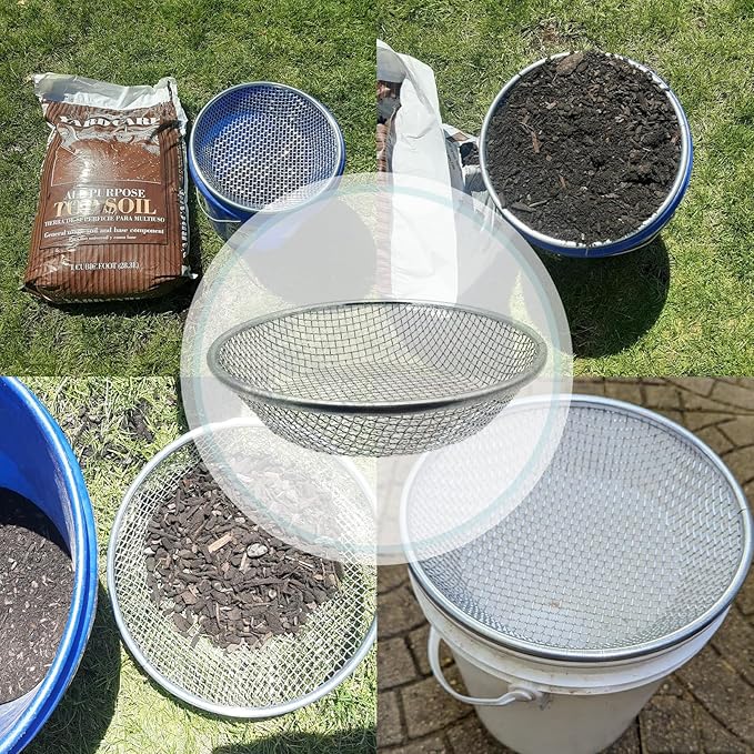 3/8 Inch Soil Sifter for Gardening, Rock Sifter for 5Gallon Bucket,Compost Sifter Dirt Sifter,Captures Dirt Rocks Sawdust