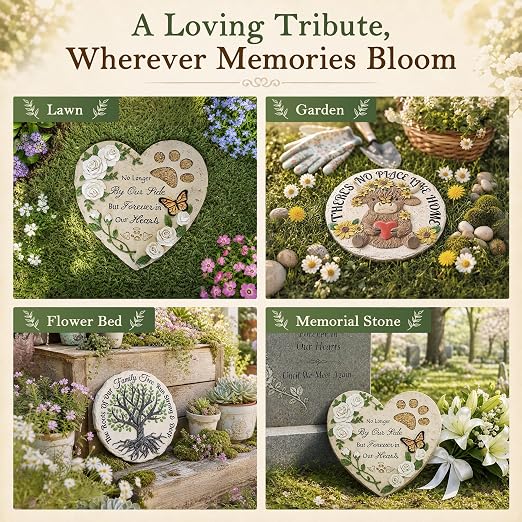 GIGALUMI Garden 10" Stepping Stones Outdoor, High Land Cow Grandma Garden Stones, Hand Print Garden Decorations Walkway, Round Highland Cow Decorative Stepping Stone, Gifts for Grandma, Mom, Sister