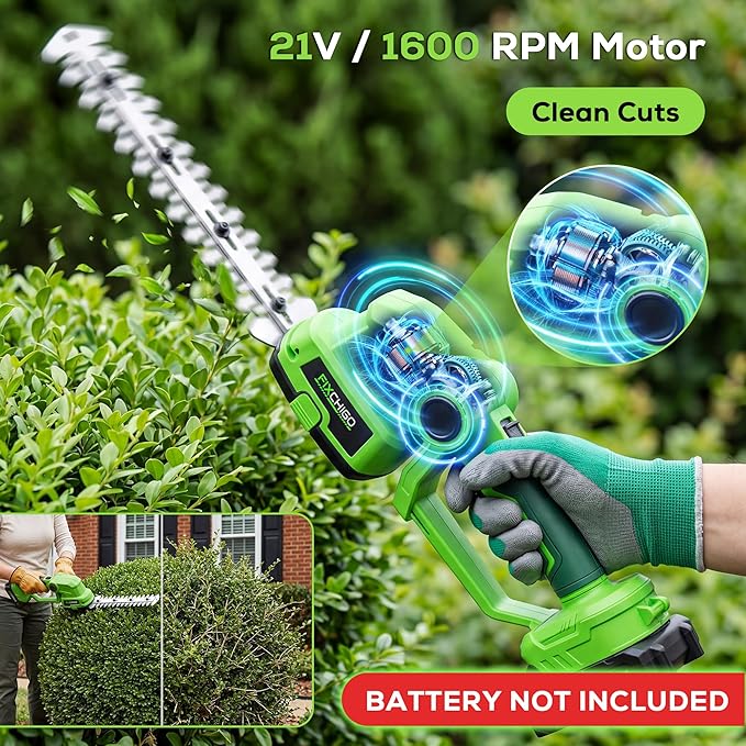 21V Cordless Hedge Trimmer, 2 in 1 Handheld Bush Trimmer Compatible with MAKITA 21V Battery(Battery not Included), Electric Grass Shear for Garden Yard Lawn Care, Powerful & Lightweight