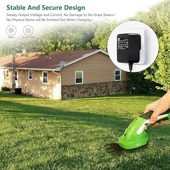 9V AC Adapter Replacement for WORKPRO Grass Shears 7.2V Electric Trimmer 2 in 1 Cordless Garden Tools Hedge Trimmer Battery Charger Power Supply Cord UL Listed