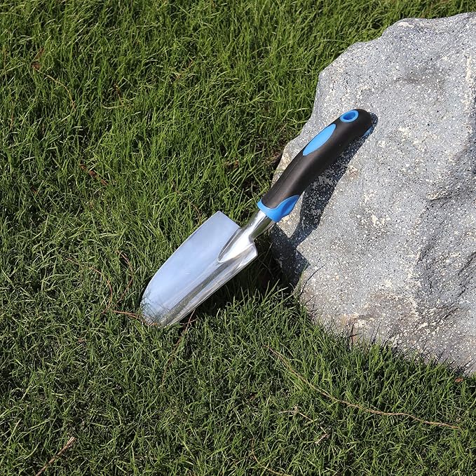 Sinoer Garden Hand Trowel - Cast Aluminum Heavy Duty Hand Shovel with Soft Rubberized Non-Slip Ergonomic Handle, Garden Gifts