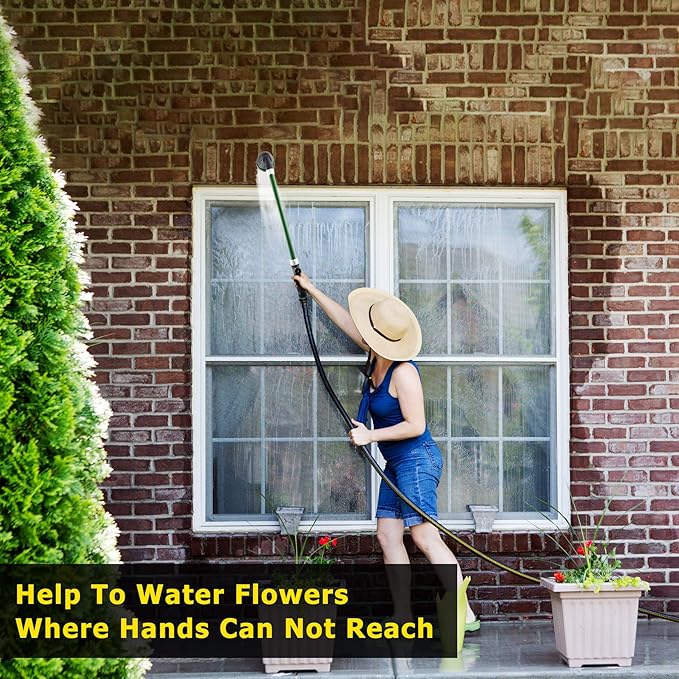 Watering Wand for Hanging Baskets & Windows, Lightweight 6-Spray Wand, Ergonomic Nozzle for Garden, Patio, Car Cleaning (Green, 24 Inch)