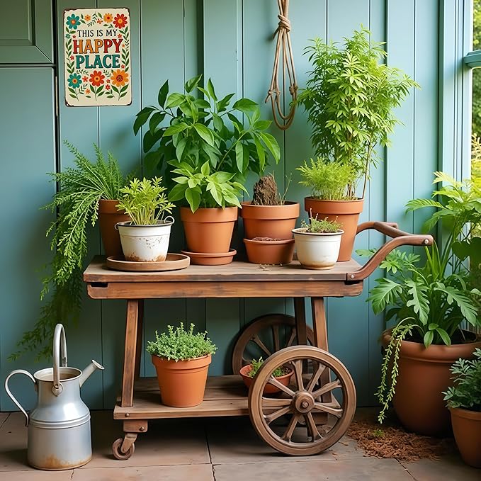 Funnysign Garden Gifts This Is My Happy Place Vintage Tin Sign for Home Garden Greenhouse Patio Yard Decor 8 X 12 Inch(3981)