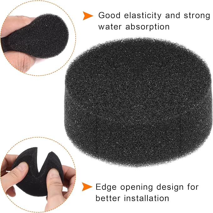 MECCANIXITY 50pcs Hydroponic Sponges, 2.76" Growing Media Cylindrical Sponges for Home Vegetable Flower Planting, Black