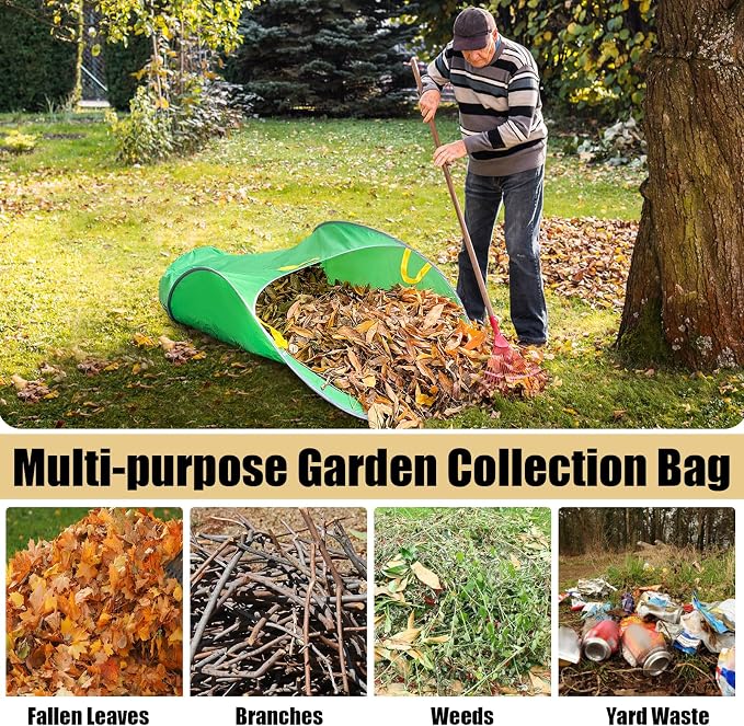 UQM Leaf Collector,Extra Large Portable Pop Up Leaf Bags, Foldable Leaf Pick Up Tools, Reusable Yard Garden Bags for Leaves Lawn Trash