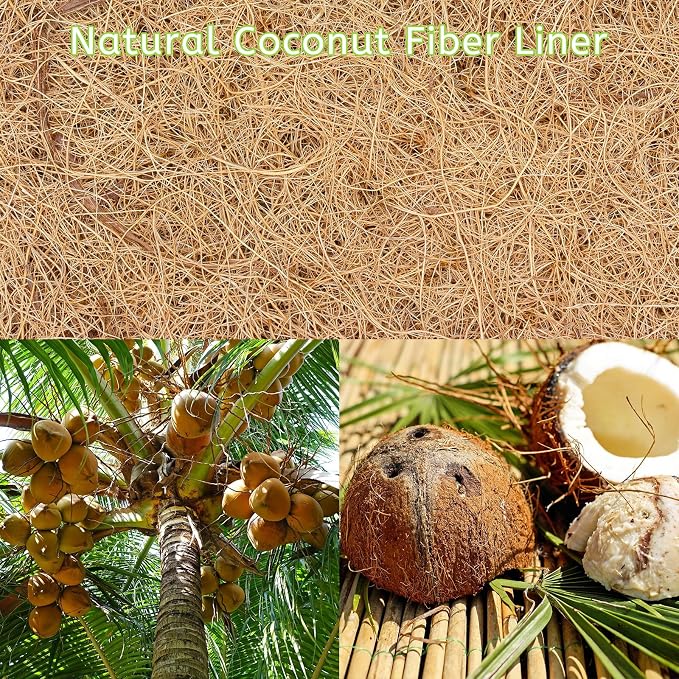 Riare 6 Pack 14 Inch Round Coco Liners Replacement, 100% Natural Coconut Coir Liners for Hanging Baskets, Garden Flower Vegetables Planter Pot, Window Box, Fence, Decks