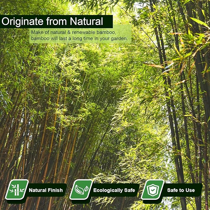Jollybower 25pcs 7/20" D Thicker Heavy Duty Bamboo Stakes, 3FT Plant Stakes, Natural Garden Stakes for Tomato, Bean, Flowers,Trees Potted and Climbing Plant Support