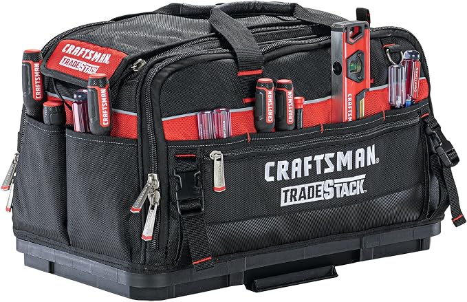 CRAFTSMAN TRADESTACK Tool Bag, 22.5”, Durable Polyester, Black and Red (CMST21450)