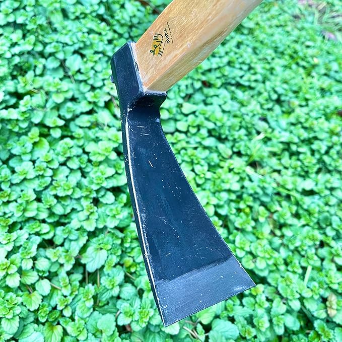 alanx 14 Inch Heavy Duty Wide Hoe, Japanese Carbon Steel with Oak Wooden Handle, Without Welding, Garden Tool for Digging, Weeding, and Planting