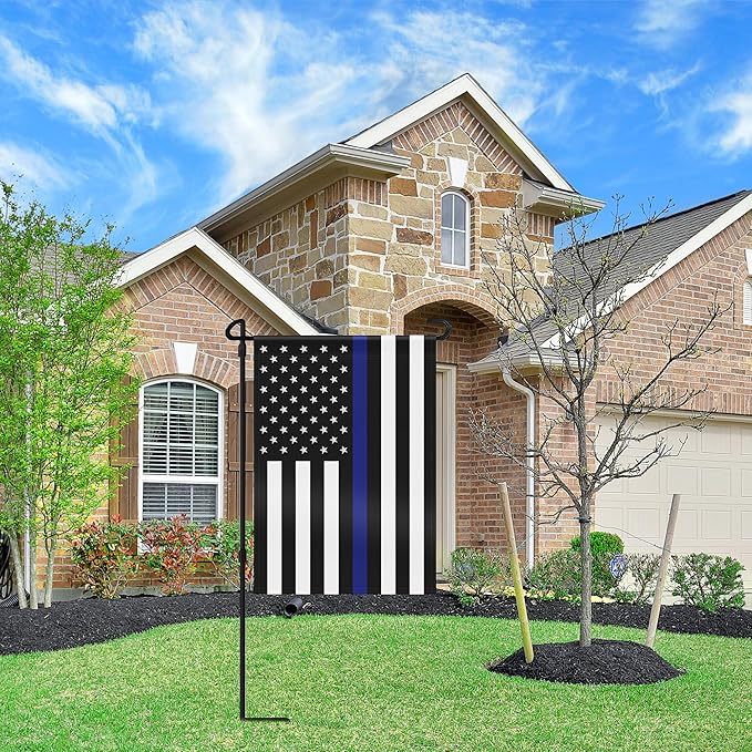 HOOSUN Double Sided Thin Blue Line American Police Garden Flag, USA United States Decorative Garden Flags - Weather Resistant and Double Sided - 12.5 x 18 Inch