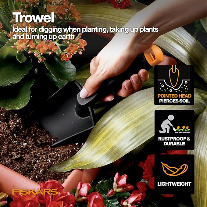 Fiskars Hand Trowel - Fiber Composite Gardening Hand Tool with Hang Hole - Lawn and Yard Tools (Pack of 4)