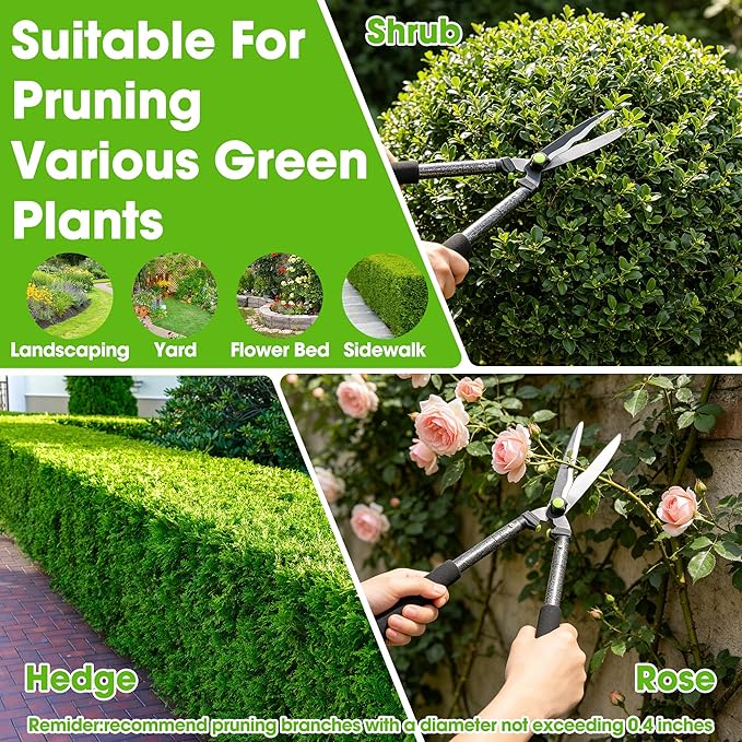 Hedge Shears,30" Hedge Clippers with Sharp Blades Lightweight Garden Scissors for Trimming Bushes Shrubs Manual Plant Shears Gardening Tools with Comfortable Handle for Gardening Landscape Care