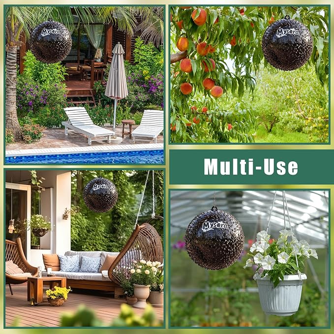 2 Pack Fly Trap Balls Outdoor Hanging Insect Trap with Air Pump Reusable Sticky Fly Catcher for Farm Orchard Yard Garden Patio