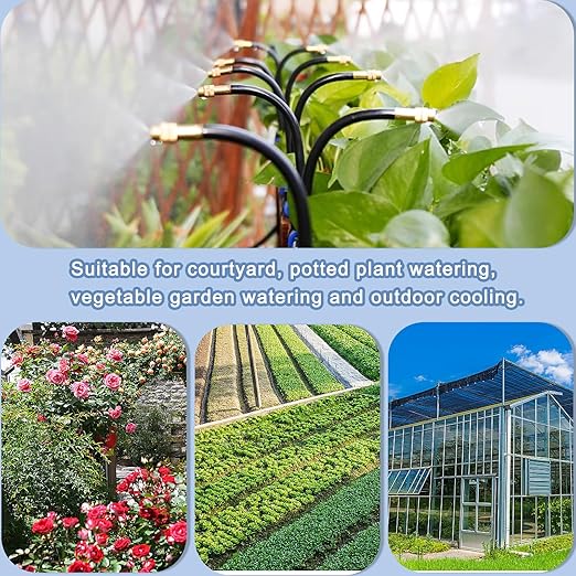 49.21Ft Drip Irrigation Kit Automatic Drip Irrigation System, 360° Bendable Garden Irrigation System, 5/16 inch Garden Watering System Adjustable Bendable Nozzle Copper Sprayer System for Garden