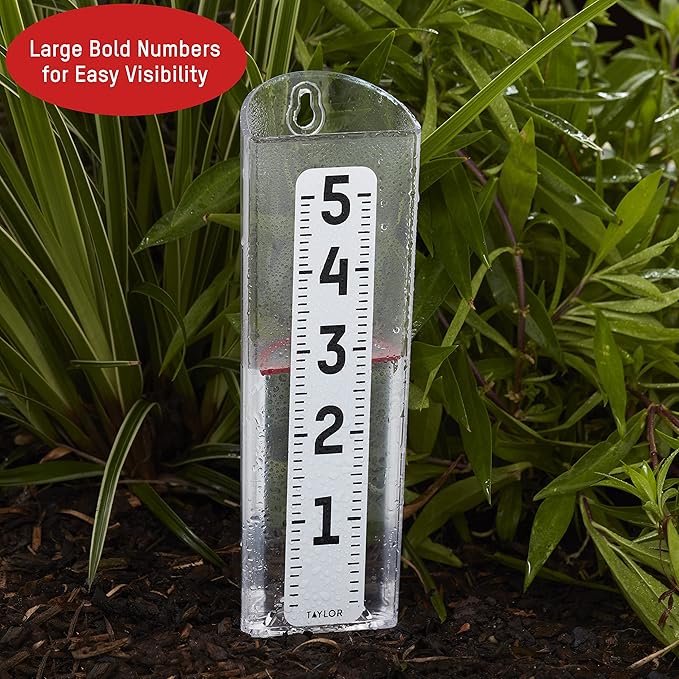 Taylor 2730 ClearVu Rain Gauge with Post Mounting Bracket, Measure and Monitor Precipitation, Easy to Read for Backyard, Patio, Garden, and Lawn, 5-inch, Clear