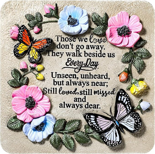 Blosssound Memorial Garden Stone Gifts for Loss of Loved One 9.8 Inch Sympathy Memorial Gifts Those We Love Don't Go Away Condolence Bereavement Plaques for Homes, Lawn and Garden Stepping Stone