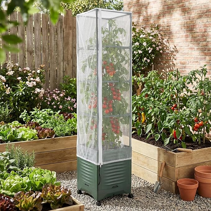 4 Pcs Garden Bird Netting Plant Cover for Square Tomato Cage, 59" x 17.7" Insect Bird Barrier Tomato Cage Net with Zipper & Drawstring, Tomato Trellis Netting Protection Cover for Protecting Plants