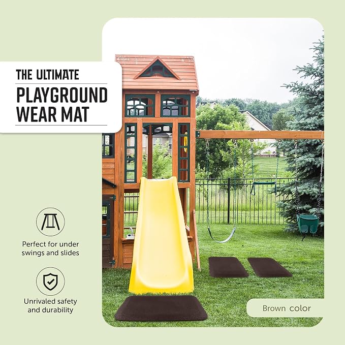 Playsafer Playground Safety Rubber Wearmat for Swingsets and Slides - 1" Thick X 24" W X 40" L (1 Pack, Brown)