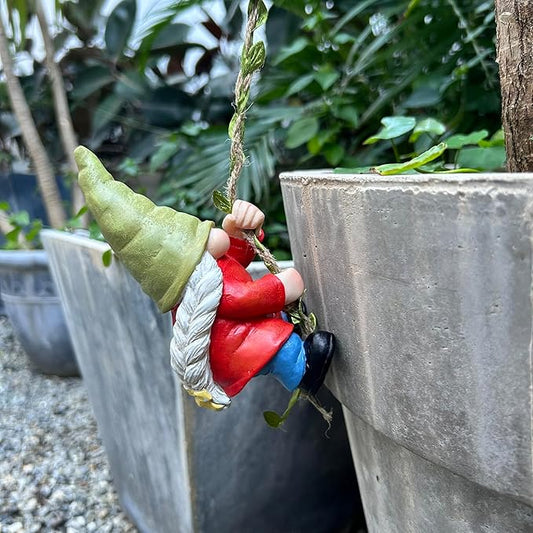 Hanging Gnome Statue Decoration, Climbing Gnomes Statue Figurine Ornament for Indoor Outdoor Home Decor, Gift for Women, Mom