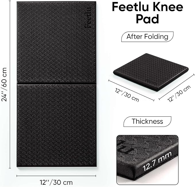 Yoga Knee Pad Cushion Exercise Knee Pad Folding, 1/2" Thick 24"x12" Eliminate Pain During Yoga or Exercise Workout– Extra Thick Padding& Support for Yoga Pilates, Fitness Exercise
