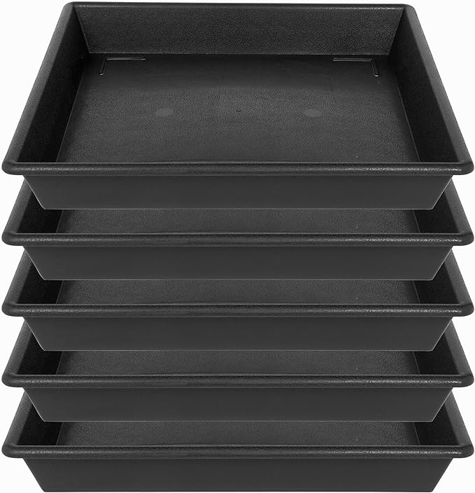 NIMYAU Square Plant Saucer 12 Inch 5 Pack 8 10 12 14 16 18 20 Inch, Plant Trays for Pots Heavy Duty Plastic Plant Saucers for Indoors Outdoors, Flower Pot No Holes Plant Drip Trays