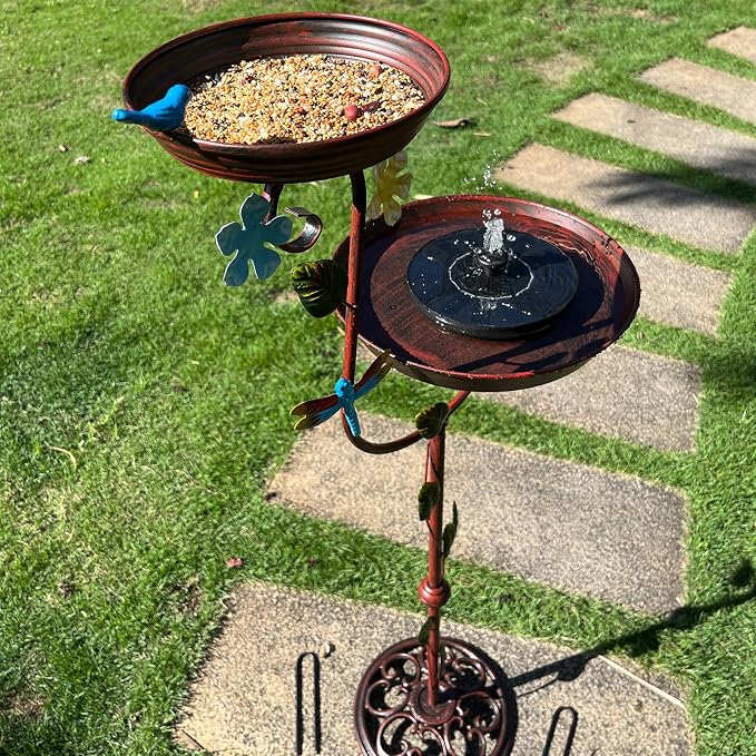Bird Baths for Outdoors, 43" Tall Cast Iron Bird Bath and Feeder, Pedestal Bird Bath for Outside, Metal Heavy Duty 2 in 1 Birdbaths and Bird Feeders, Decorative Birdbath for Garden Yard