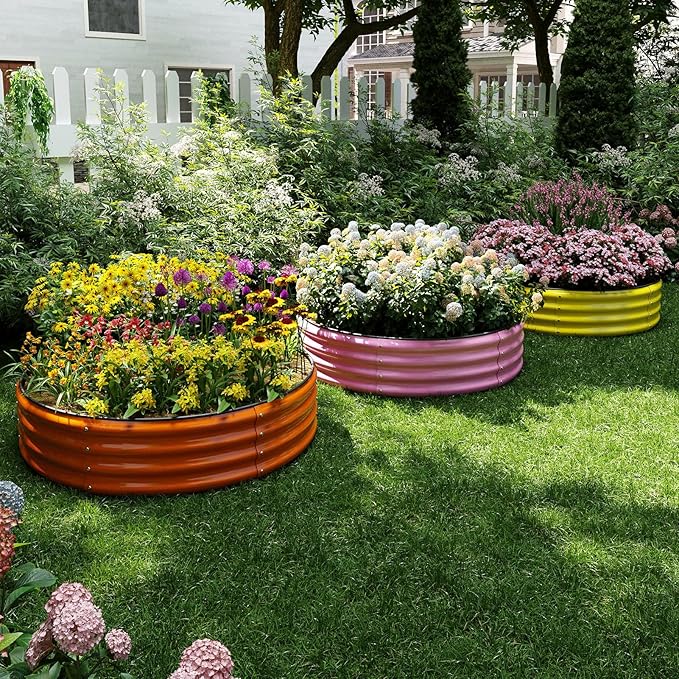 ZFHgarden Galvanized Metal Planter Raised Garden Bed Kit for Gardening Outdoor Garden Box Raised Flower Bed 2PC Metal 4X2X1FT