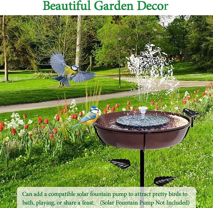 3" Deep Metal Bird Bath for Outdoors 40in Tall, Removable 13" Dia Birdbath Bowl with Stable Stake, Vintage Birdbaths and Bird Feeders for Outside Garden Yard Patio Lawn Decor(Antique Bronze)