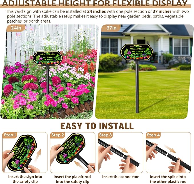 She Shed Sign Outdoor Garden Decor, 10x5 Inch Aluminum She Shed Yard Sign with Adjustable Stake, UV Printed Metal Garden Sign for Lawn Fence Wall, Gift for Women Gardeners