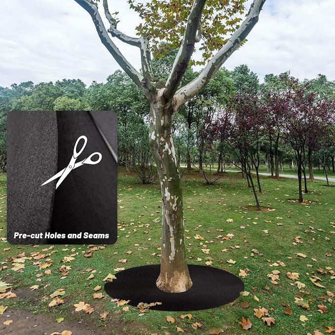 32.5 Inch Non-Woven Tree Mulch Ring,Reusable Tree Weed Barrier Mat,Degradable Tree Mulch Used to inhibit Weed Growth and Landscape Weed Control Plant Root Protection (4 Pack)
