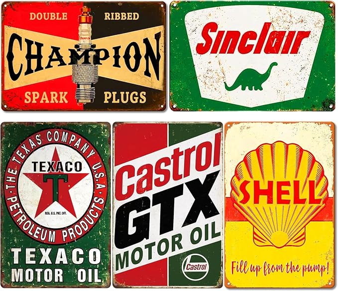 Vintage Metal Sign, Metal Wall Art, Funny Bar Signs, Motivational Positive Affirmations Wall Decor, Funny Tin Signs for Home Office School Gym & Locker Room 8x12 Inch (5 Pcs Metal Tin Sign Retro Garage Signs)