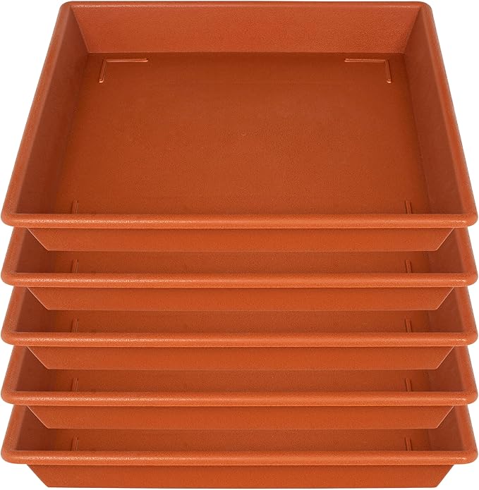 NIMYAU Square Plant Saucer 10 Inch 5 Pack, Plant Stand Flower Pot No Holes, Plant Trays for Pots Heavy Duty Plastic Plant Saucers for Indoors Outdoors Terracotta Plant Lover Gardening Gifts