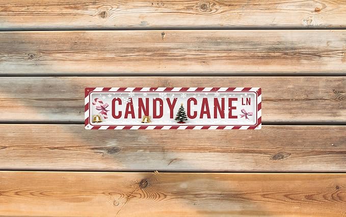 Vintage Tin Sign Retro Metal Candy Cane Signs For Home Decor Stylish Wall Art Plaques Gift For Christmas Home Bathroom Kitchen And Gothic Wall Decor In Every Room 4x16 In